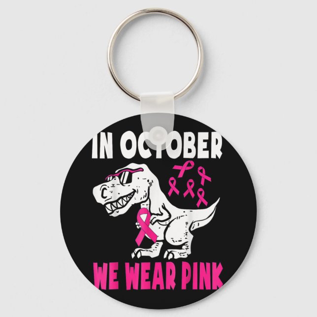 Im Oktober tragen wir ein pinkfarbenes Brustkrebsb Schlüsselanhänger (Vorderseite)