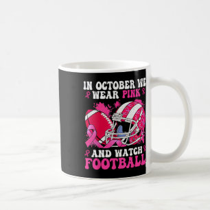Im Oktober tragen wir ein pinkfarbenes Brustkrebsw Kaffeetasse