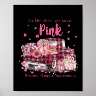 Im Oktober tragen wir Karierte Pink Ribbon-Brust Poster