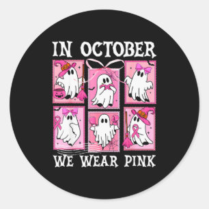 Im Oktober tragen wir Nk Ghost Brustkrebs Hallowee Runder Aufkleber