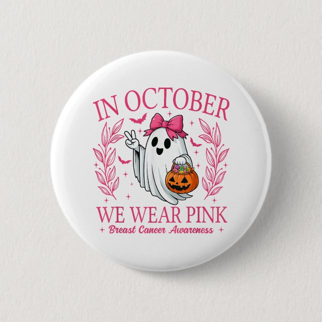 Im Oktober tragen wir NK Halloween Breastkrebs Kri Button (Vorderseite)