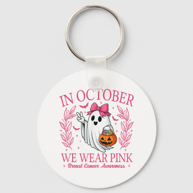 Im Oktober tragen wir NK Halloween Breastkrebs Kri Schlüsselanhänger (Vorderseite)