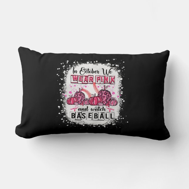 Im Oktober tragen wir pink Baseball BreastCancer A Lendenkissen (Vorderseite)