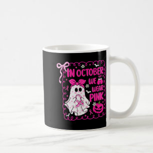 Im Oktober tragen wir Pink Bow Ghost Breast Cancer Kaffeetasse