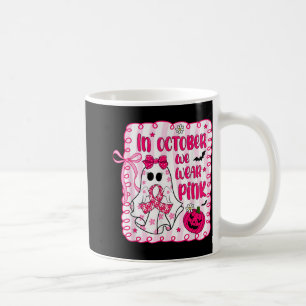Im Oktober tragen wir Pink Bow Ghost Breast Cancer Kaffeetasse