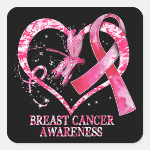Im Oktober tragen wir Pink Brustkrebs Bewusstsein  Quadratischer Aufkleber