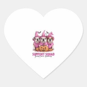 Im Oktober tragen wir Pink Bulldog Halloween Breas Herz-Aufkleber