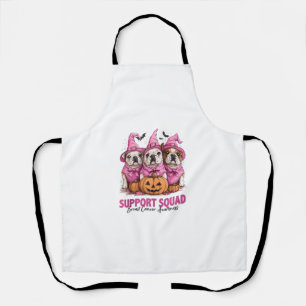 Im Oktober tragen wir Pink Bulldog Halloween Breas Schürze