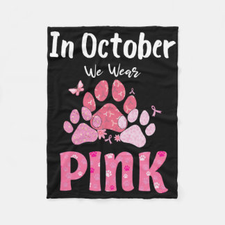 Im Oktober tragen wir Pink Dog Paw Brustkrebs Fleecedecke