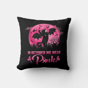 Im Oktober tragen wir Pink Fun Cat Halloween Breas Kissen
