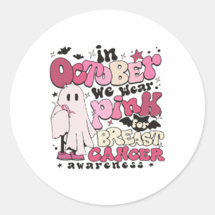 Im Oktober tragen wir Pink für Brustkrebs-Hallowee Runder Aufkleber