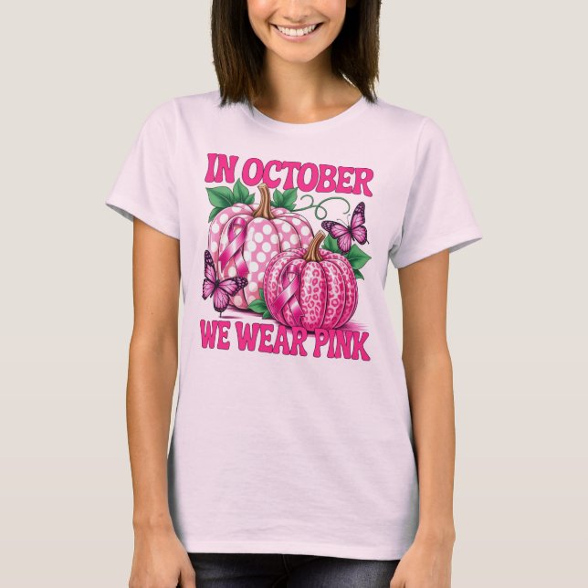 Im Oktober tragen wir Pink, Kürbiskuiten und Schme T-Shirt (Vorderseite)