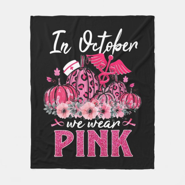 Im Oktober tragen wir Pink Nurse Life Pumpkin Leop Fleecedecke (Vorderseite)