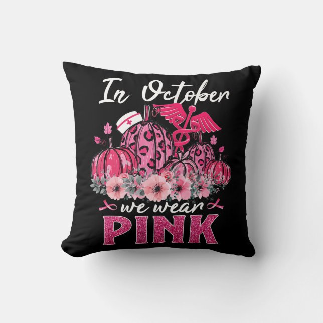 Im Oktober tragen wir Pink Nurse Life Pumpkin Leop Kissen (Vorderseite)