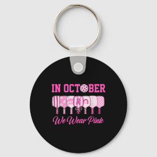 Im Oktober tragen wir Pink Pickleball Brustkrebs A Schlüsselanhänger