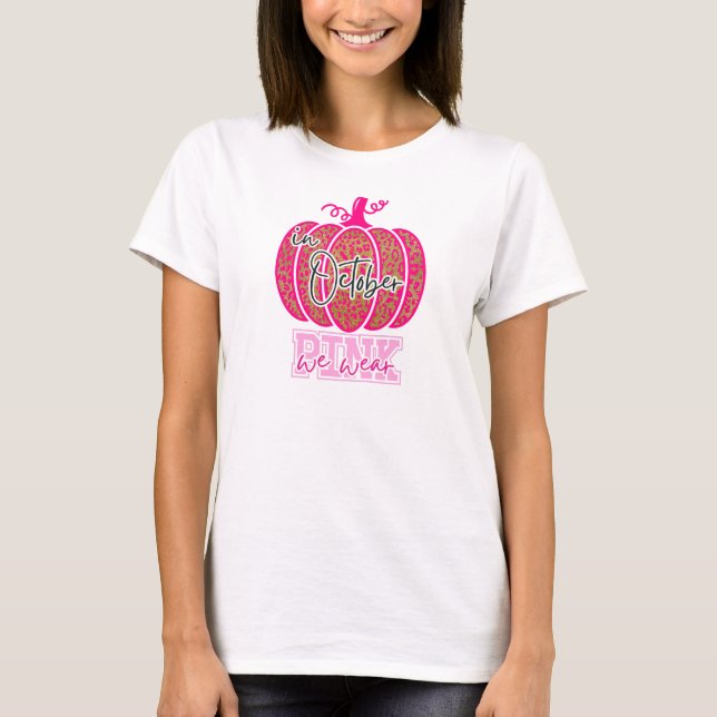 Im Oktober tragen wir Pink Pumpkin Fall Shirt Kreb (Vorderseite)
