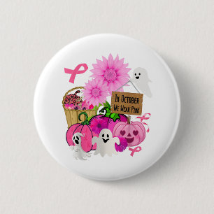 Im Oktober tragen wir Pink Pumpkin, Geist und Blum Button
