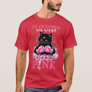 Im Oktober tragen wir Pink Pumpkin Kat Brustkrebs T-Shirt
