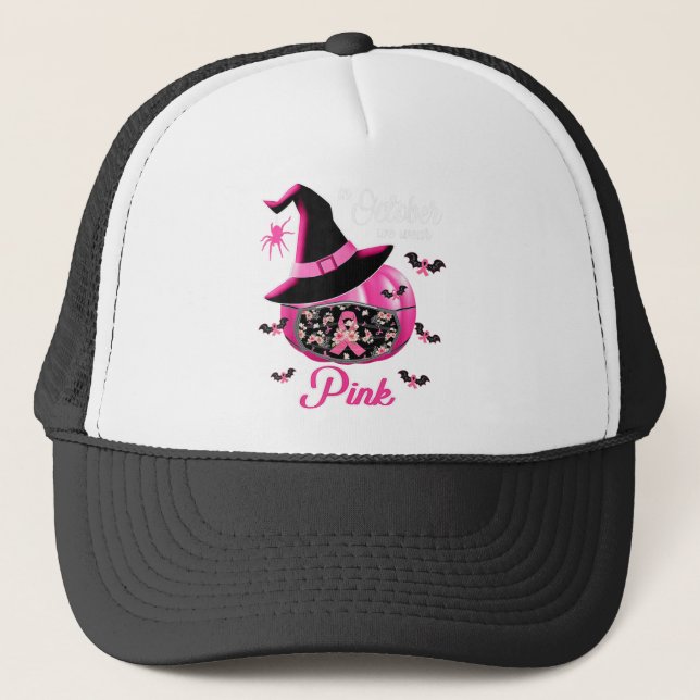 Im Oktober tragen wir Pink Pumpkin Truckerkappe (Vorderseite)