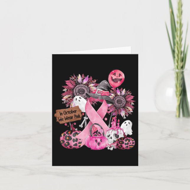 Im Oktober tragen wir Pink Ribbon Ghost Halloween  Karte (Vorderseite)