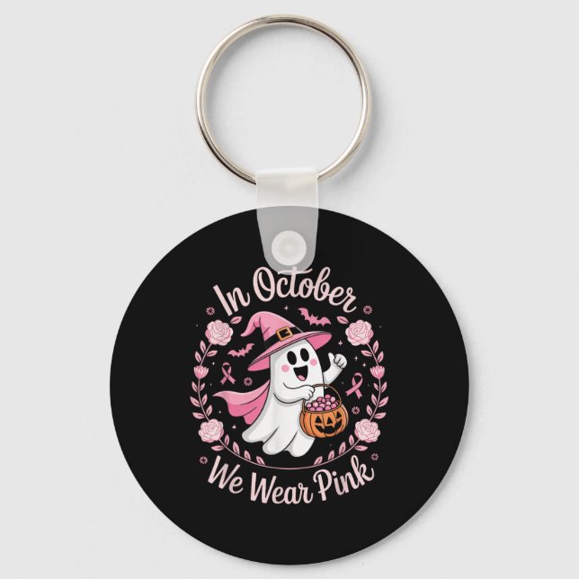 Im Oktober tragen wir Pink Shirt Breast Cancer Awa Schlüsselanhänger (Vorderseite)