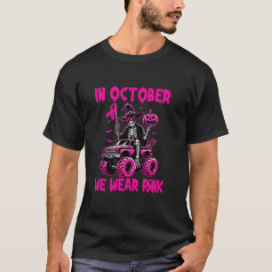 Im Oktober tragen wir Pink Skeleton Halloween Brus T-Shirt