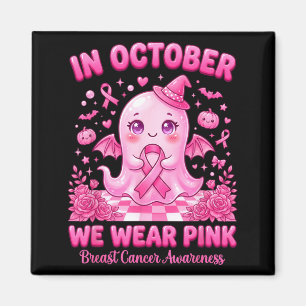 Im Oktober tragen wir Pinke Geisterhexe Brustkrebs Magnet
