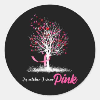 Im Oktober tragen wir rosa Baumkrebs Runder Aufkleber
