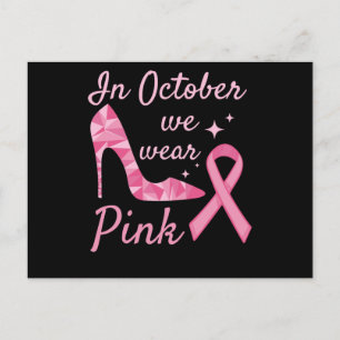 Im Oktober tragen wir rosa Brustkrebs-Bewusstsein Ankündigungspostkarte
