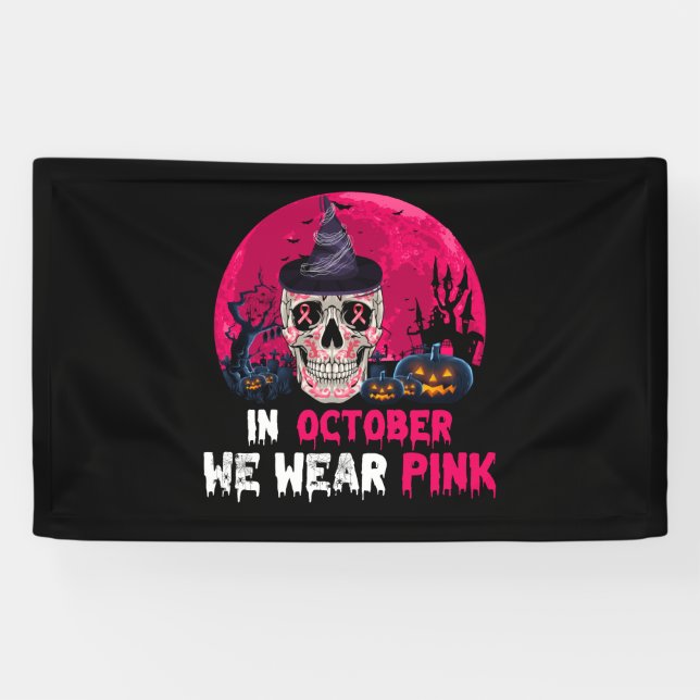 Im Oktober tragen wir rosa Brustkrebs-Bewusstsein Banner (Horizontal)