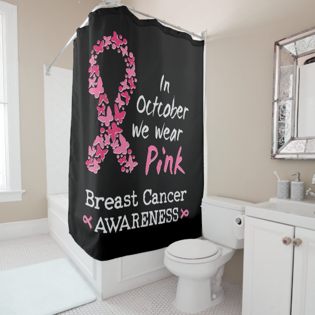 Im Oktober tragen wir rosa Brustkrebs-Bewusstsein Duschvorhang (Beispiel)