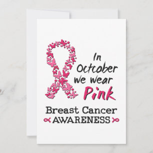 Im Oktober tragen wir rosa Brustkrebs-Bewusstsein Einladung