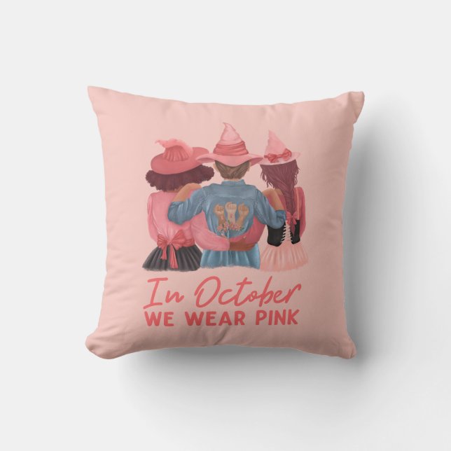 Im Oktober tragen wir rosa Brustkrebs-Bewusstsein Kissen (Vorderseite)