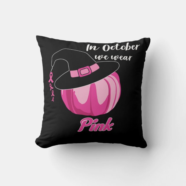 Im Oktober tragen wir rosa Brustkrebs-Bewusstsein Kissen (Vorderseite)