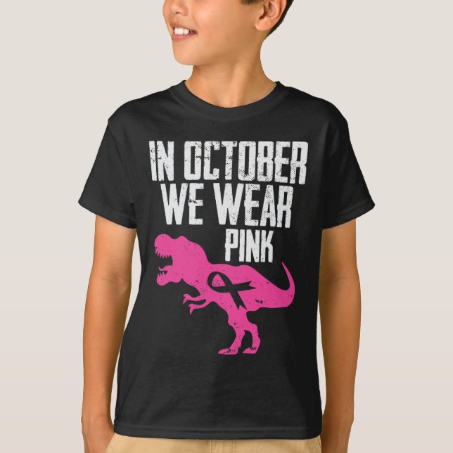 Im Oktober tragen wir rosa Brustkrebs-Bewusstsein T-Shirt (Vorderseite)