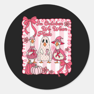 Im Oktober tragen wir rosa Brustkrebs-Ghost Runder Aufkleber