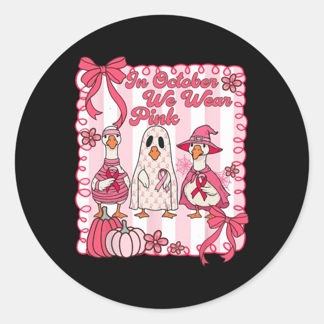 Im Oktober tragen wir rosa Brustkrebs-Ghost Runder Aufkleber (Vorderseite)