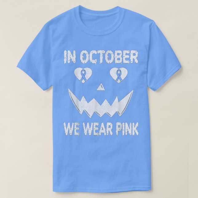 Im Oktober tragen wir rosa Brustkrebs-Jackolantern T-Shirt (Design vorne)