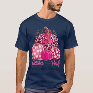 im Oktober tragen wir rosa Brustkrebs-Kürbis Herbs T-Shirt