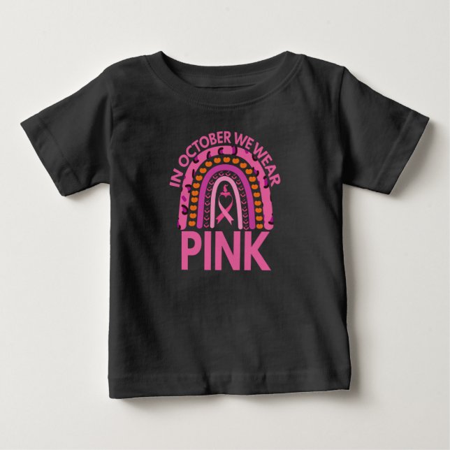 Im Oktober tragen wir rosa Brustkrebs Leopard Gesc Baby T-shirt (Vorderseite)