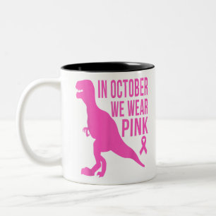 Im Oktober tragen wir rosa Brustkrebs Trex Dino Ki Zweifarbige Tasse