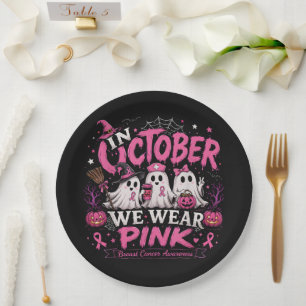 Im Oktober tragen wir Rosa Brustkrebsaufklärung Pappteller