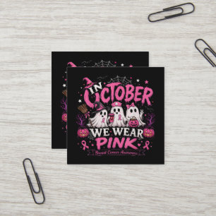 Im Oktober tragen wir Rosa Brustkrebsaufklärung Quadratische Visitenkarte