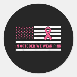 Im Oktober tragen wir rosa Brustkrebserkrankungen Runder Aufkleber
