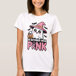 Im Oktober tragen wir rosa Brustkrebsvorwarnen T-Shirt