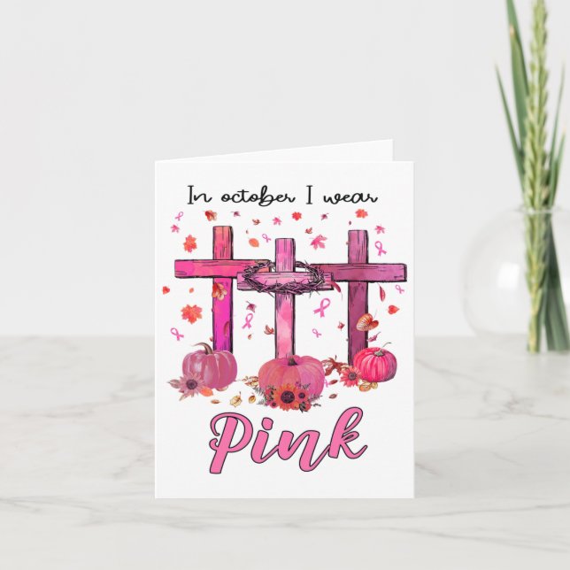 Im Oktober tragen wir rosa Christlichen Brustkrebs Karte (Vorderseite)