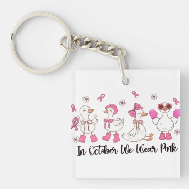 Im Oktober tragen wir rosa Entendesign 🎀 🦆 💗 Schlüsselanhänger (Vorderseite)