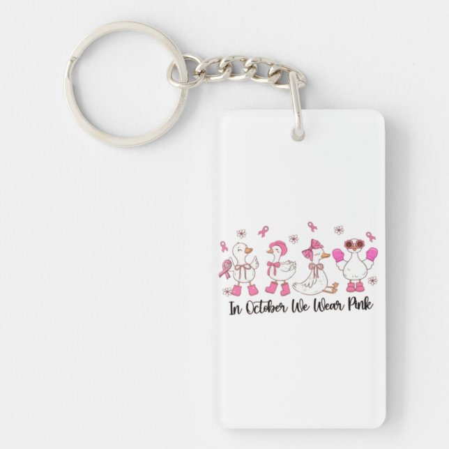 Im Oktober tragen wir rosa Entendesign 🎀 🦆 💗 Schlüsselanhänger (Vorderseite)