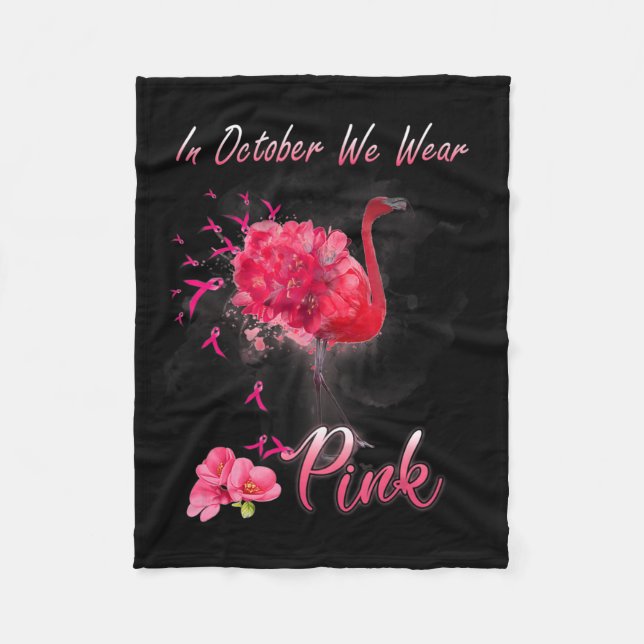 Im Oktober tragen wir rosa Flamingo Brustkrebs Awa Fleecedecke (Vorderseite)