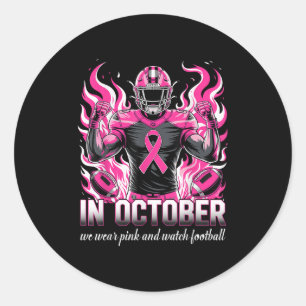 Im Oktober tragen wir rosa Fußball Brustkrebs Awa Runder Aufkleber
